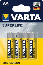 باتری نیم قلمی وارتا SUPERLIFE بسته 4 عددی (کارتی)
