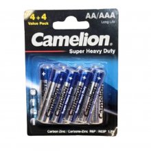 باتری قلمی و نیم قلمی کملیون Super Heavy Duty بسته 8 عددی (کارتی)